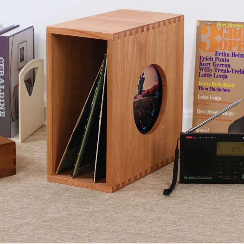 Caisse En Bois Pour Vinyles & CD - 37.5x29x29 Cm - Rangement Déco Multifonction