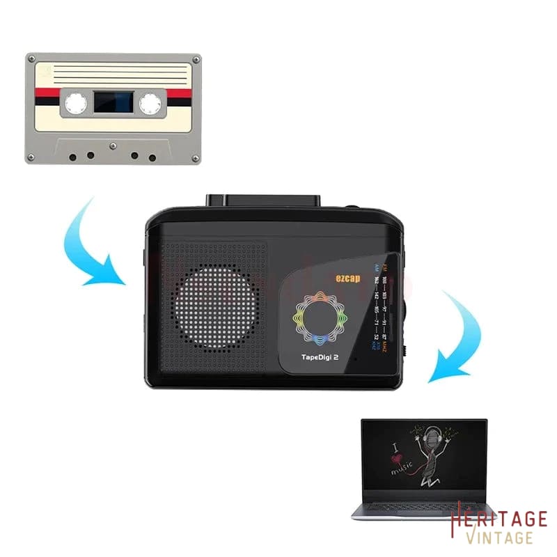 Lecteur de cassette Cassette MP3 Convertisseur Rétro Walkman Auto Reverse  Lecteur de cassettes Audio Portable Lecteur de CD Convertisseur