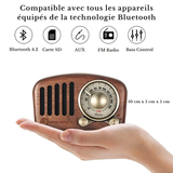 Mini Radio Vintage Rétro Avec Bluetooth