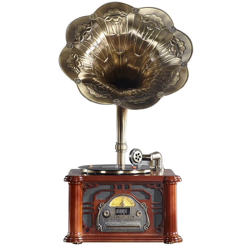 Gramophone Pavillon en Cuivre Pur