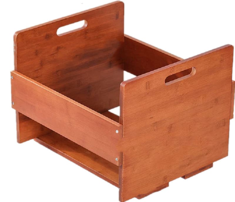 Boîte Rangement Vinyle Vintage En Bois - Caisse Pour Disques Jusqu'à 80 Albums, Brun Foncé, Style Rustique