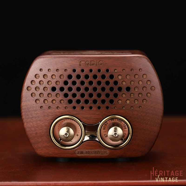 CYBORIS Enceinte Bluetooth rétro, radio vintage rotative en bois