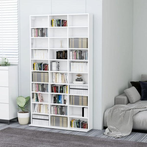 vidaXL Armoire à CD Blanc brillant 102x16x177,5 cm Bois