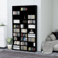 vidaXL Armoire à CD Noir 102x16x177,5 cm Bois d’ingénierie