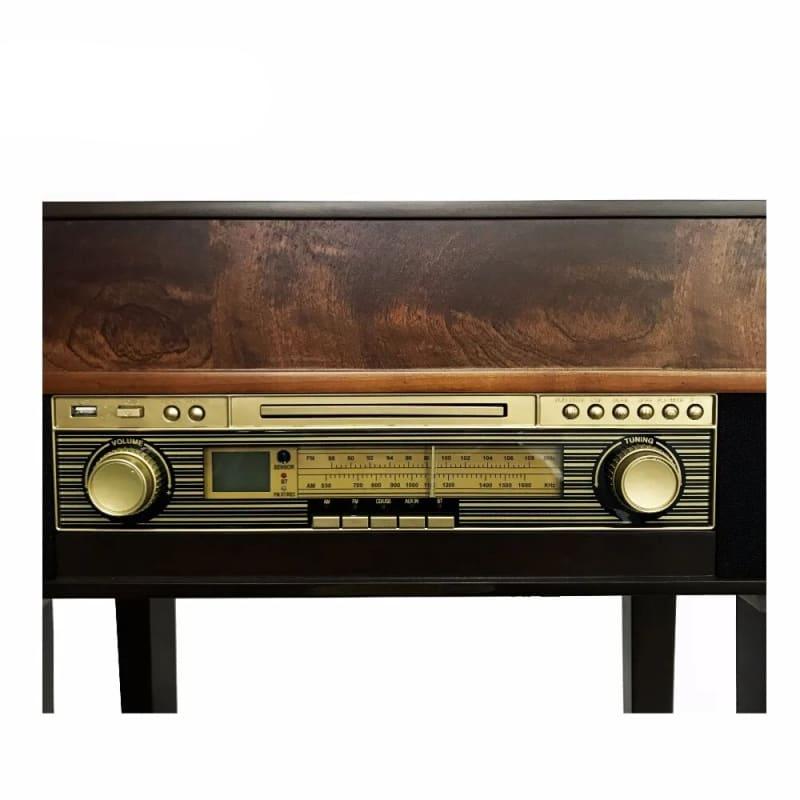 Platine vinyle retro bluetooth avec haut parleurs integres noire