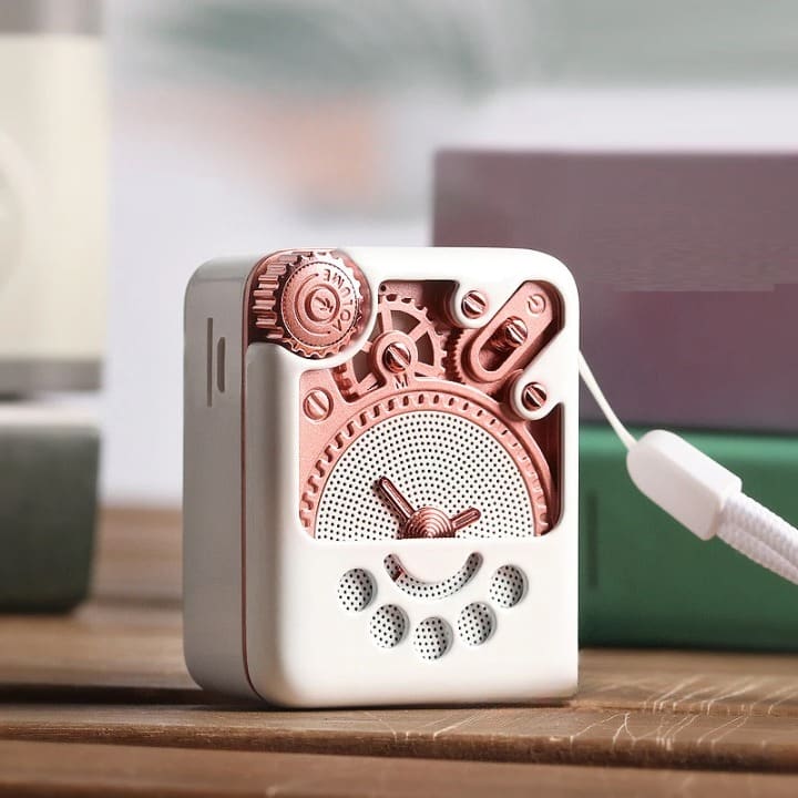 Enceinte Bluetooth Vintage Avec écran - Design Platine Vinyle & Bruit Blanc - 1500 MAh - Bleu/Blanc Ou Vert