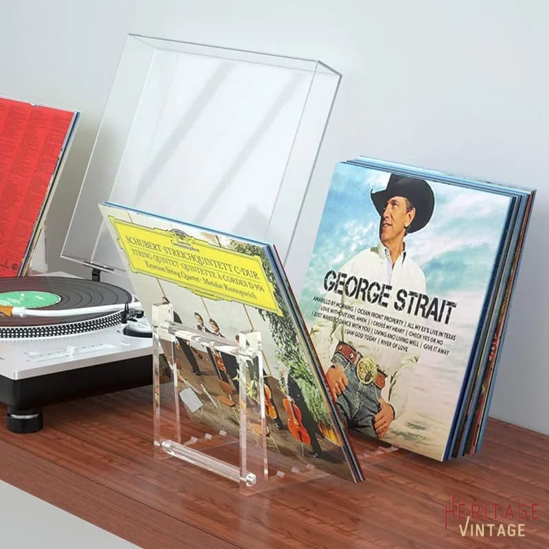 Rack rangement disques vinyles vintage - doré