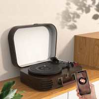 Boîte musique rétro tourne-disque tourne-disque avec haut-parleur corne pour enregistrements 33/45 tr/min, mini gramophone prenant en charge lecture Bluetooth pour décoration maison divertissement Boîte musique rétro tourne-disque tourne-disque avec haut-parleur corne pour enregistrements 33/45 tr/min, mini gramophone prenant en charge lecture Bluetooth pour décoration maison divertissement