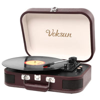 Tourne-Disque Valise Vintage Bluetooth Marron foncé