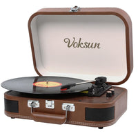 Tourne-Disque Valise Vintage Bluetooth Marron clair