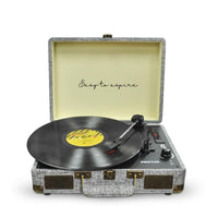 Tourne Disque Valise Vintage en Bois Gris