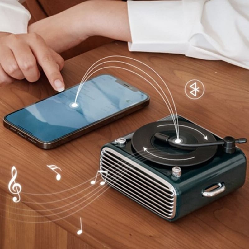 Enceinte Bluetooth Waves Avec Bruit Blanc Et Lumières RGB - Tourne-disque Portable Vintage - Son 360°