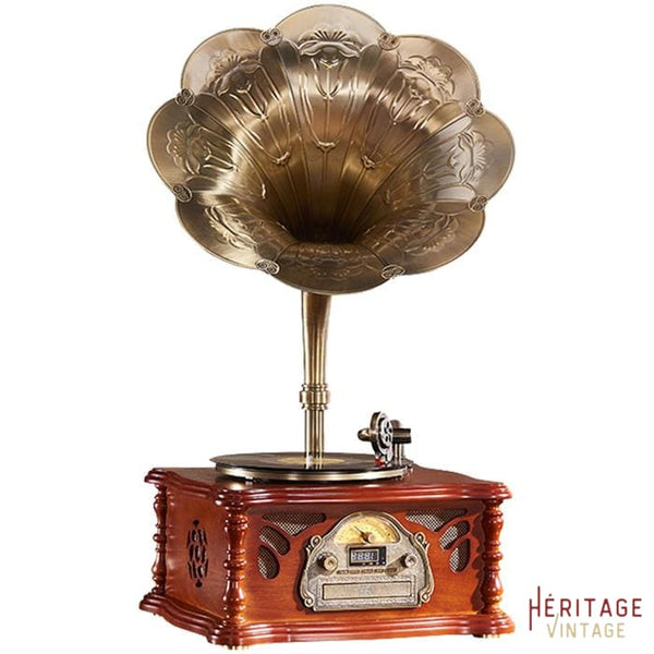 Acheter Gramophone doré en laiton et bois tourne-disques Vintage